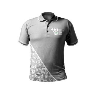 WORLD DOG SHOW Polo T-shirt with short sleeves, grey, with QR code size S