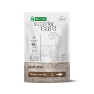 NATURE'S PROTECTION SUPERIOR CARE visų veislių suaugusių, sterilizuotų kačių, konservuotas pašaro papildas su tunu 70 g