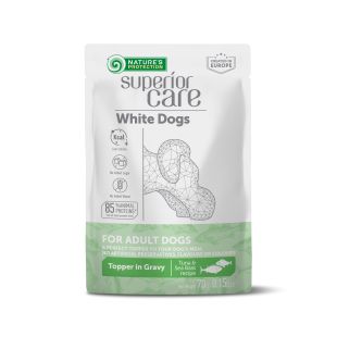 NATURE'S PROTECTION SUPERIOR CARE White Dogs Adult All Breeds with Tuna and Sea Bass, canned food supplement with tuna and sea bass for adult white-coated dogs of all breeds 70 g