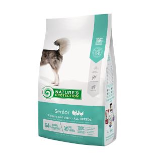 NATURE'S PROTECTION visų veislių senstančių šunų sausas pašaras su paukštiena 4 kg