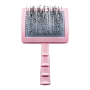 TAURO PRO LINE plastic brush thin and soft 25 mm stainless steel pins, pink, large size 17.5x10.6x6.2 cm