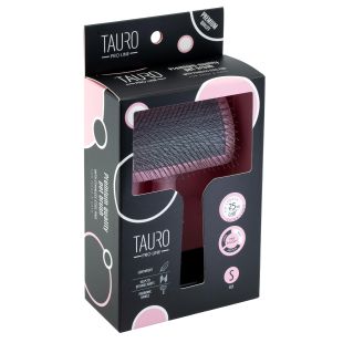 TAURO PRO LINE plastic brush thin and soft 25 mm stainless steel pins, pink, small size 15.5x10.2x6.2 cm