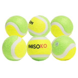 MISOKO toy for dogs tennis balls, with sound, 6 pcs, 4 cm, yellow/green