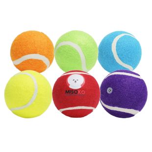 MISOKO toy for dogs tennis balls, with sound, 6 pcs, 6 cm, colourful