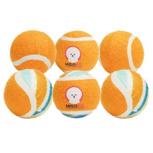 MISOKO toy for dogs tennis balls, with sound, 6 pcs, 6 cm, orange