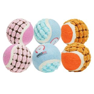 MISOKO toy for dogs tennis balls, 6 pcs, 6 cm, blue/pink/orange