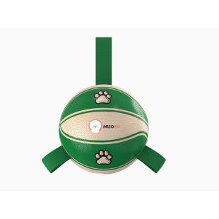 MISOKO  toy for dogs inflatable ball, basketball ball shaped, white/green, 18.5 cm