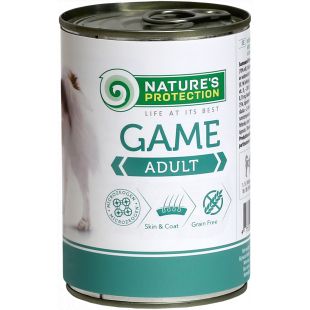 NATURE'S PROTECTION Dog Adult Game su žvėriena Konservuotas pašaras šunims 400 g