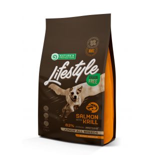 NATURE'S PROTECTION LIFESTYLE visų veislių jaunų šunų sausas begrūdis pašaras su lašiša ir kriliu   1.5 kg