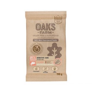 OAK'S FARM suaugusių, alergiškų šunų pašaro papildas-skanėstas su lašiša 110g x 6