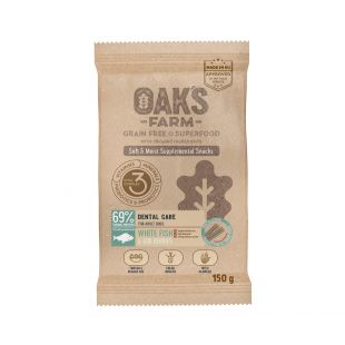 OAK'S FARM suaugusių šunų pašaro papildas-skanėstas sveikiems dantims su balta žuvimi 150 g