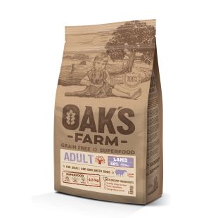 OAK'S FARM Cухой корм для взрослых собак мелких пород с ягненком 6,5 кг