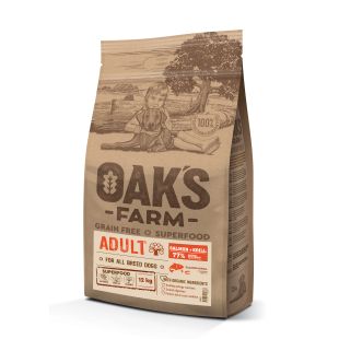 OAK'S FARM Cухой корм для взрослых собак всех пород с лососем 12 кг