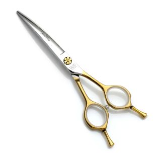 TAURO PRO LINE cutting scissors, Janita Plungė line, for the right-handed 15.2 cm curved, 440c stainless steel, golden handles