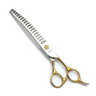 TAURO PRO LINE chunker scissors, Janita Plungė line, for the right-handed 17.8 cm, 18 teeth, 440c stainless steel, golden handles