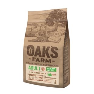 OAK'S FARM suaugusių visų veislių šunų sausas pašaras su paukštiena 12 kg