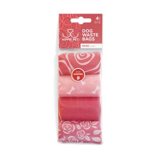 HIPPIE PET Waste bags for dogs rose scent, 4x15 pcs.