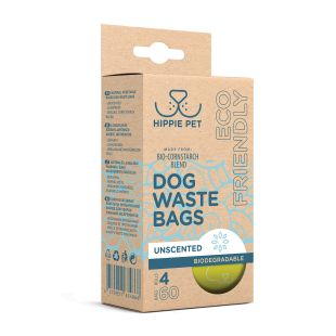 HIPPIE PET Biodegradable waste bags for dogs unscented, 4x15 pcs.