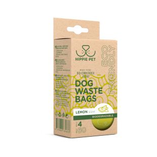 HIPPIE PET Biodegradable waste bags for dogs lemon scent, 4x15 pcs.