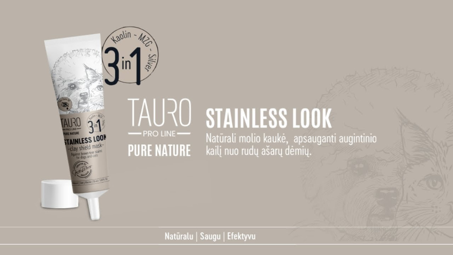 Video TAURO PRO LINE Pure Nature Stainless look 3in1, natural clay mask to prevent tear stains on the coat for dogs 50 ml - 1