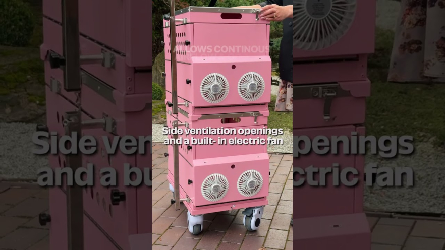 Video UNIPET foldable pet cage set, No.2 double, with base and fan box, pink - 1